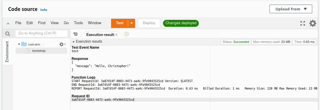 Rust Lambda with firstName